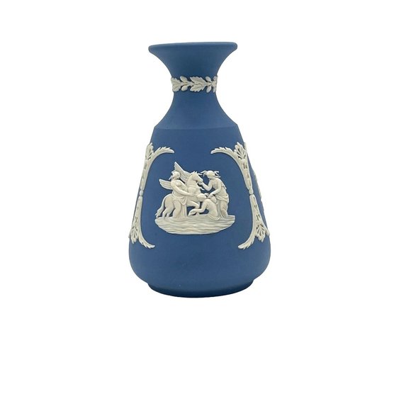 Wedgwood Other - Vintage Wedgewood Jasperware Posy Vase, Blue & White 5" tall x 3" dia.